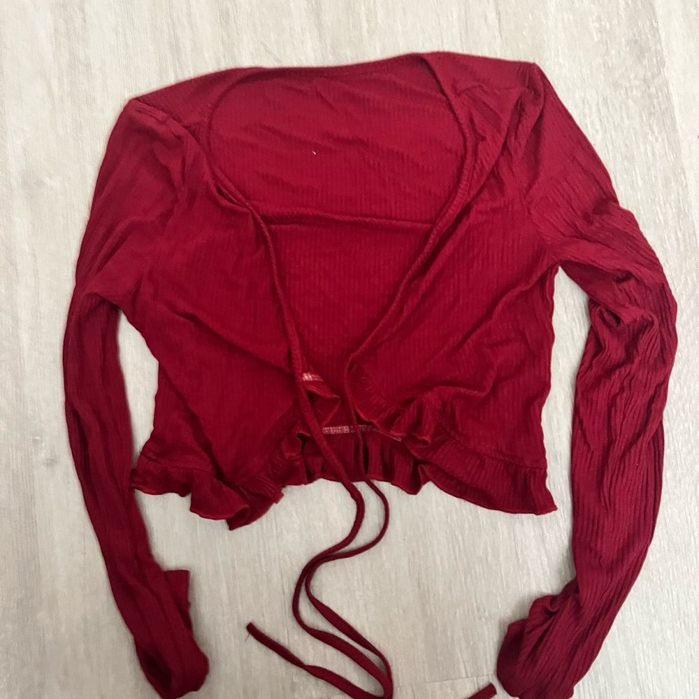 Red tie crop top